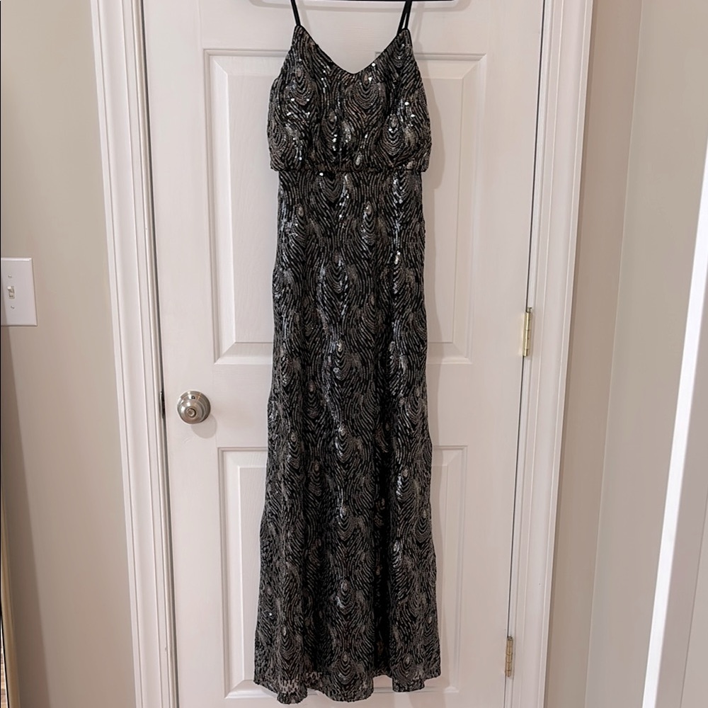 Lulu’s Black and Silver/Gold Sequin Evening Dress